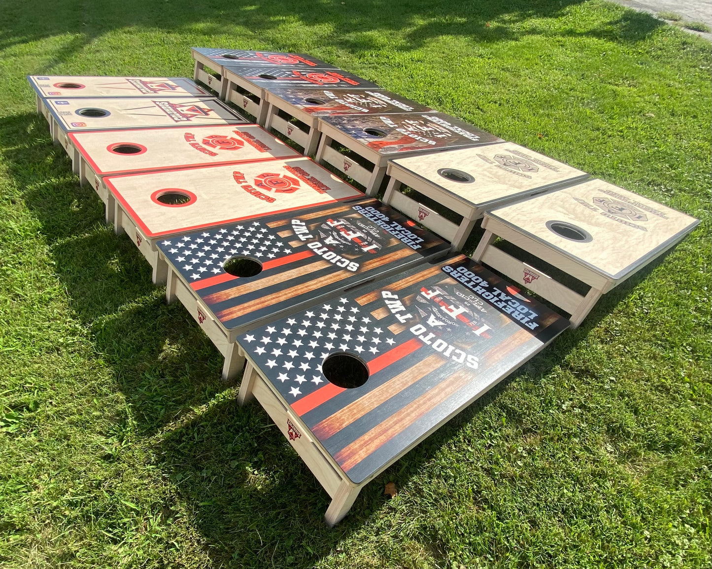 Thin Red Lin | Firefighter Flag Cornhole Boards