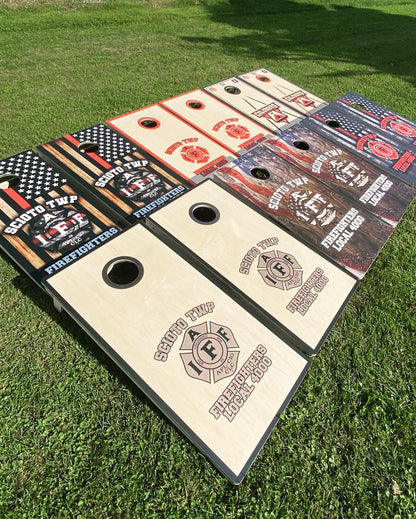 Thin Red Lin | Firefighter Flag Cornhole Boards